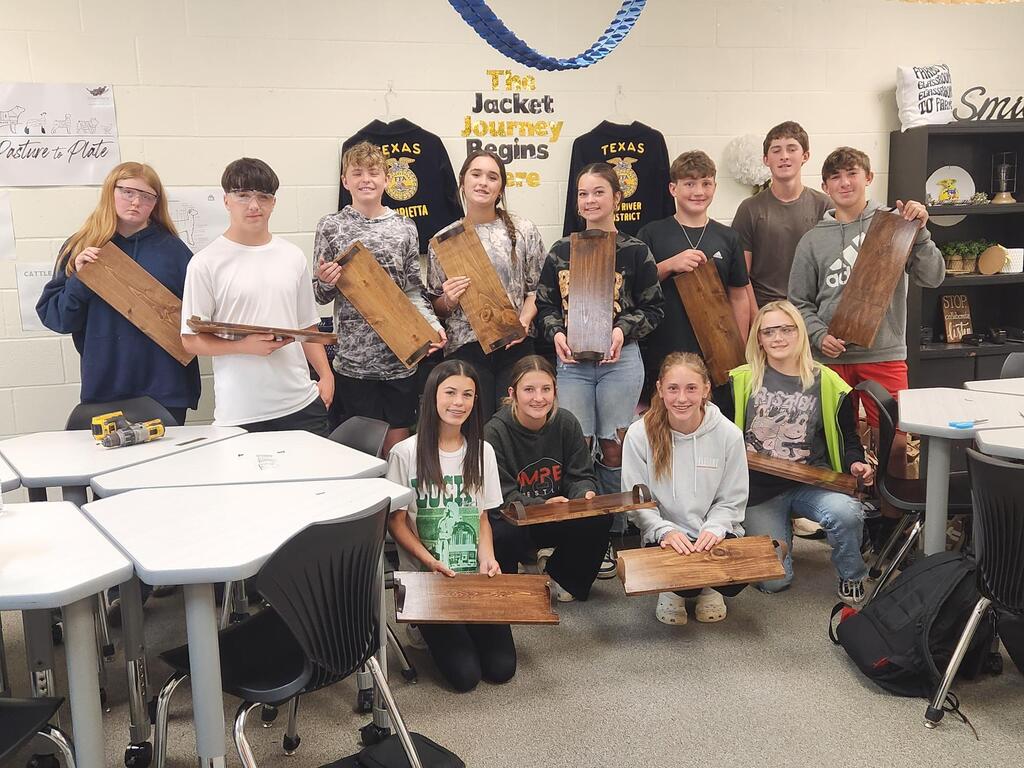 8th grade Ag students wood shop projects.