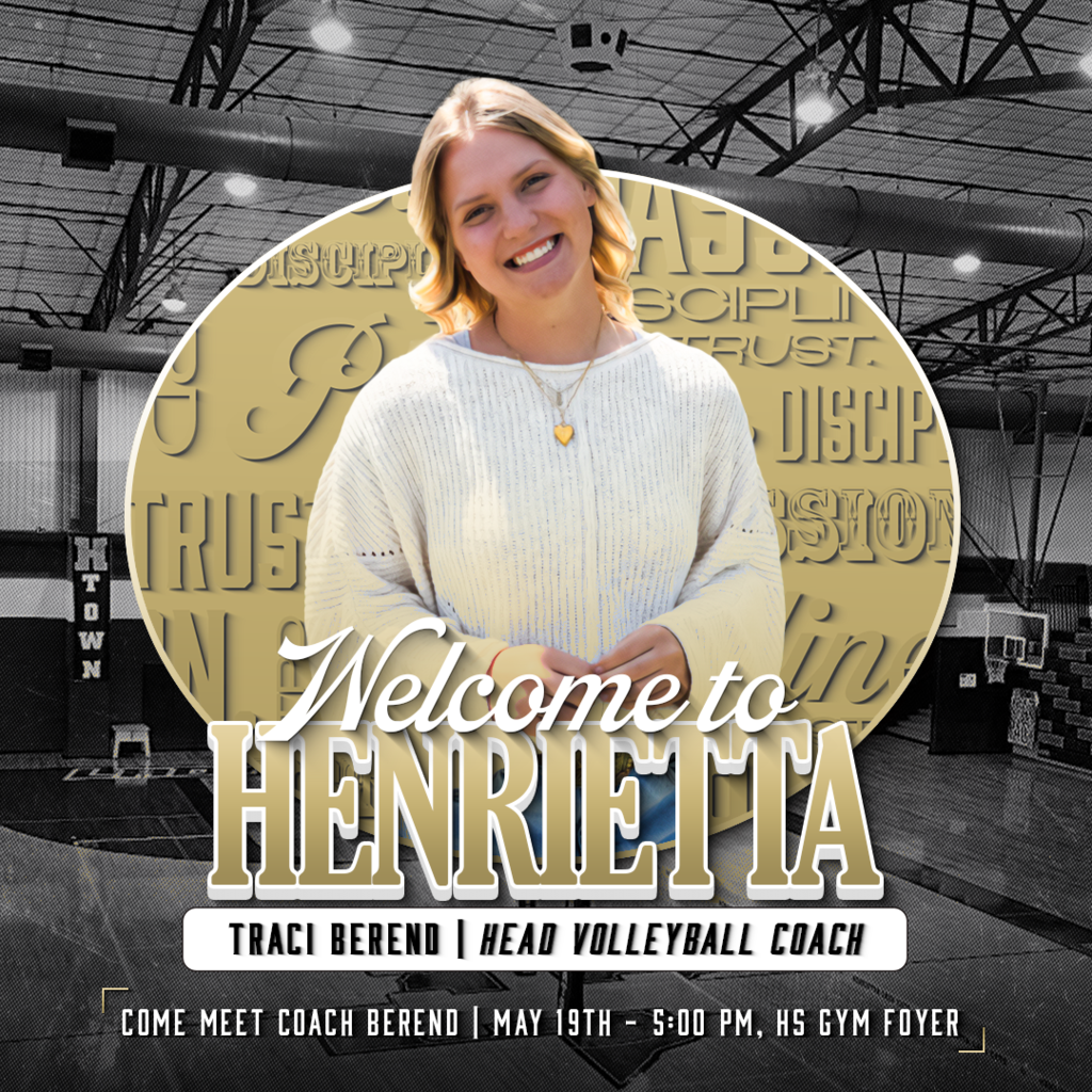 🏐 Tomorrow, we officially welcome Coach Traci Berend to Bearcat Nation! Join us as we meet the next leader of Henrietta Volleyball! 📍 HS Gym Foyer 🕔 5:00 PM 📅 May 19th Come out, meet Coach Berend, and help us show what makes Henrietta special. #TPD
