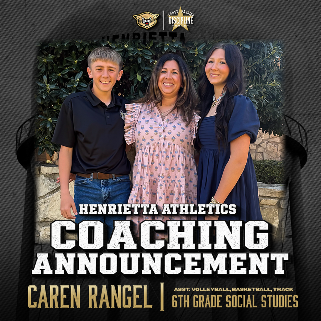 The Bearcat family is excited to announce that Caren Rangel will be transitioning to Henrietta Junior High as a 6th Grade Social Studies teacher and assistant coach for Volleyball, Basketball, and Track. Coach Rangel has already invested in the students of Henrietta, and we look forward to the energy, leadership, and passion she will bring to our junior high classrooms and athletic programs. Welcome to the next chapter, Coach Rangel! 🔥 #TPD