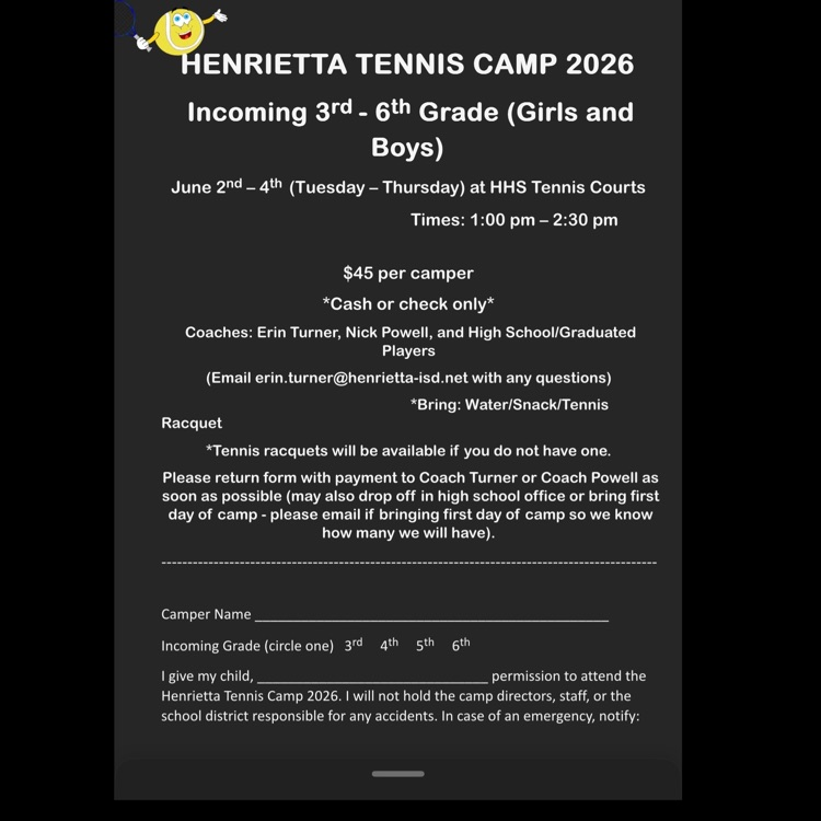 tennis camp information