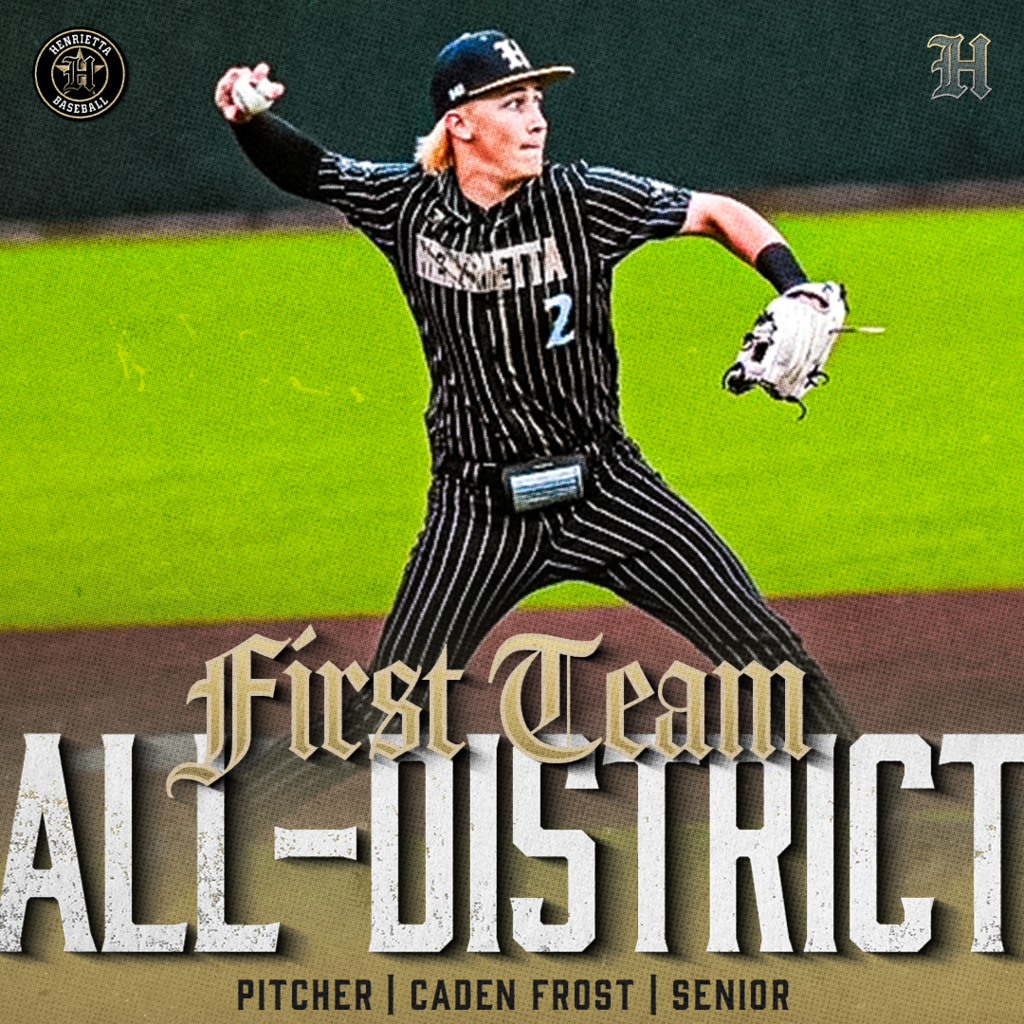 🏆 FIRST TEAM ALL-DISTRICT | Henrietta Baseball  Congratulations to Caden Frost on earning First Team All-District honors after an outstanding season for the Bearcats.  #TPD