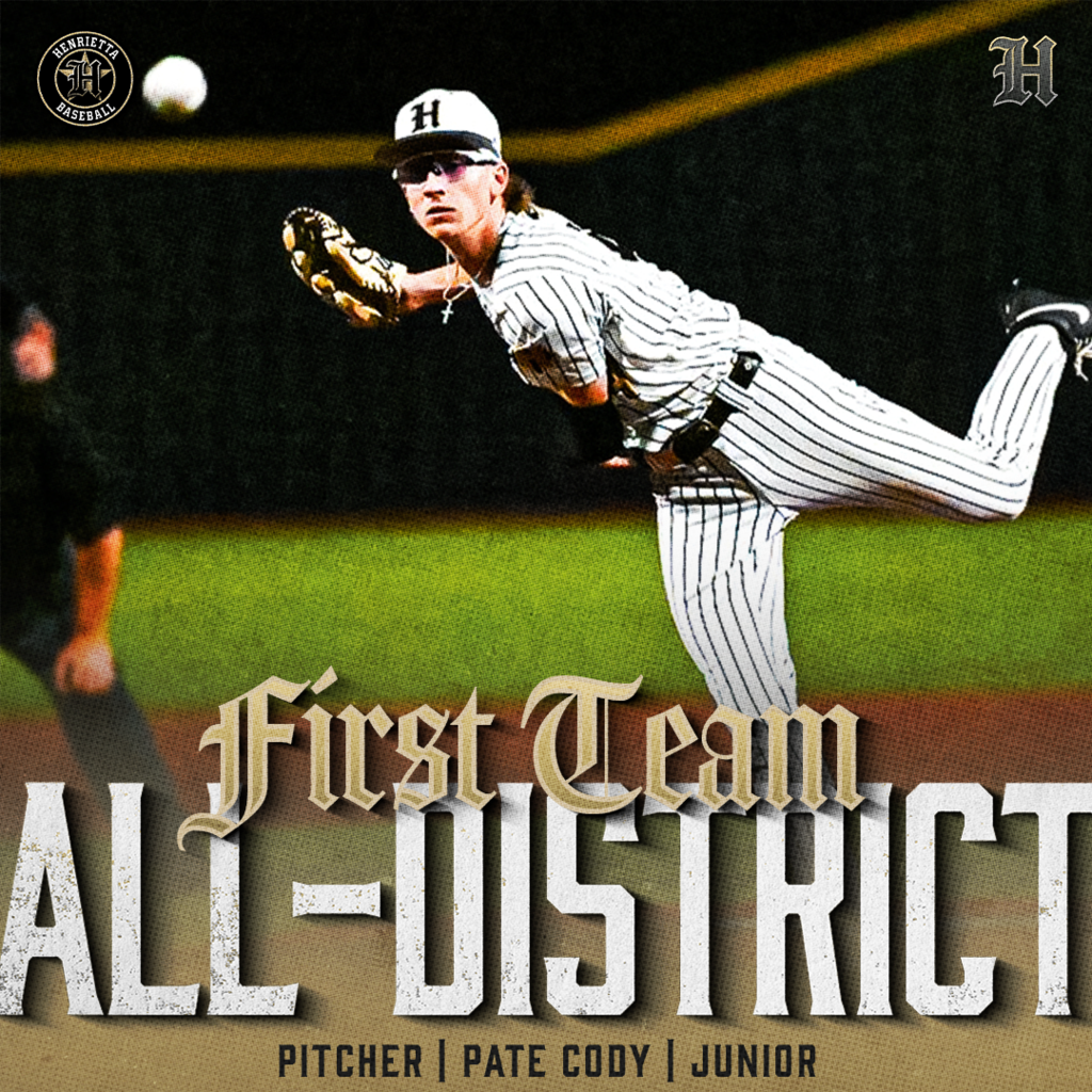 🏆 FIRST TEAM ALL-DISTRICT | Henrietta Baseball  Congratulations to Pate Cody on earning First Team All-District honors after an outstanding season for the Bearcats.  #TPD