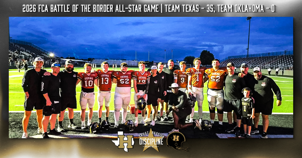 FCA ALL-STAR GAME | HENRIETTA FOOTBALL🔥 For one more night, our seniors and coaches got to share the field together. After helping lead Henrietta Football to its deepest playoff run since 2016, these Bearcats represented Team Texas with pride and class in the 2026 FCA Battle of the Border All-Star Game. The jerseys may change, but the bond never will. Once a Bearcat, Always a Bearcat! #TPD