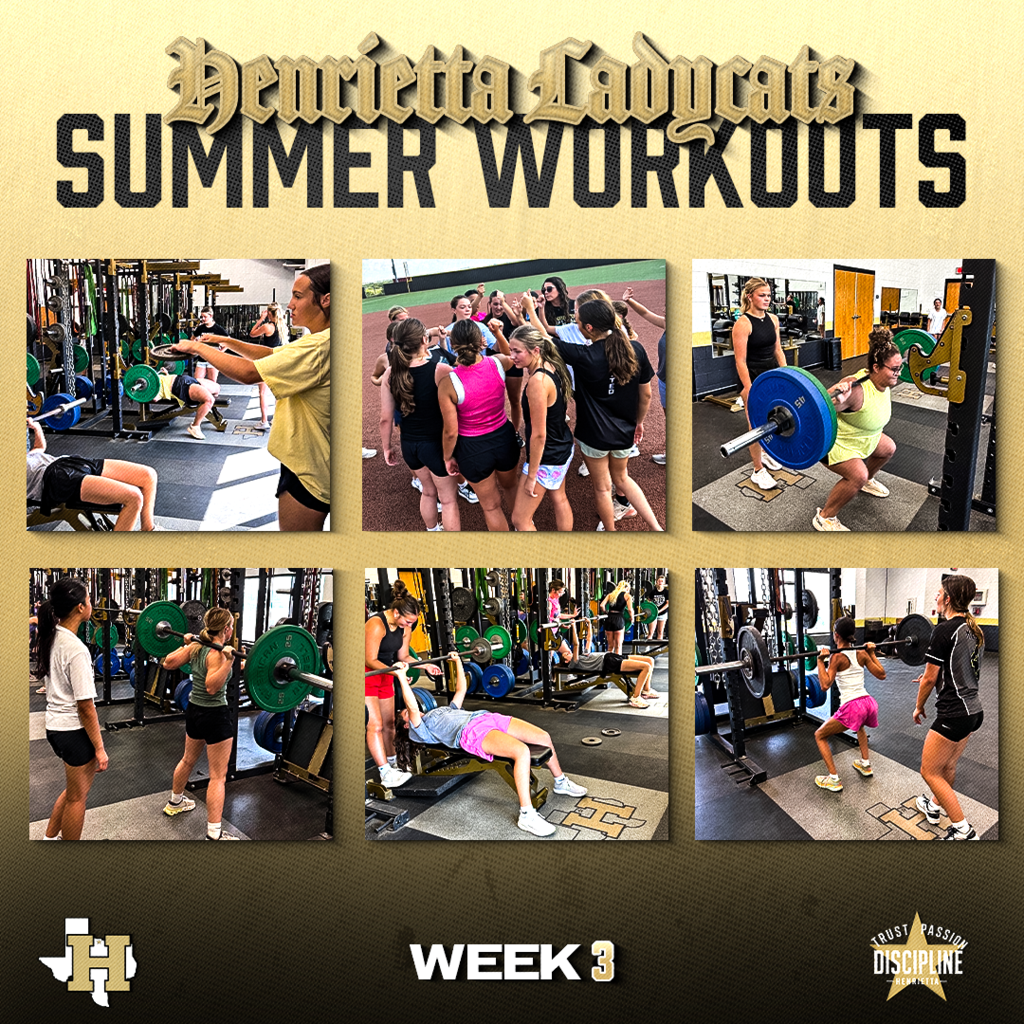 🐾 HENRIETTA LADYCATS | SUMMER WORKOUTS  Week 3 is in the books, and these Ladycats continue to show up and put in the work.  No shortcuts. No excuses. Just a group of young women committed to getting stronger, faster, and better every day.  The work being done now may not show up on the scoreboard today, but it will when the lights come on and the games matter.  Opportunity comes with a price tag called effort. These Ladycats keep paying it! #TPD