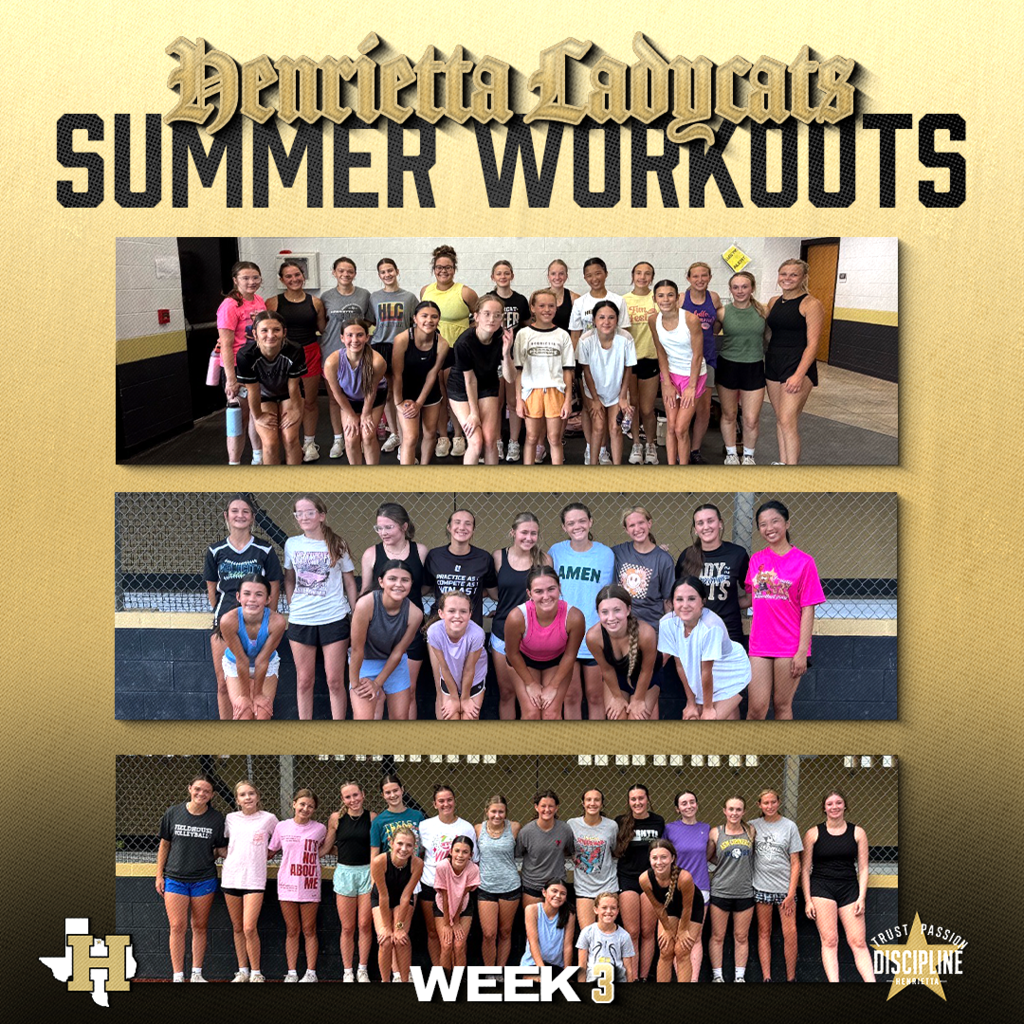 🐾 HENRIETTA LADYCATS | SUMMER WORKOUTS  Week 3 is in the books, and these Ladycats continue to show up and put in the work.  No shortcuts. No excuses. Just a group of young women committed to getting stronger, faster, and better every day.  The work being done now may not show up on the scoreboard today, but it will when the lights come on and the games matter.  Opportunity comes with a price tag called effort. These Ladycats keep paying it! #TPD