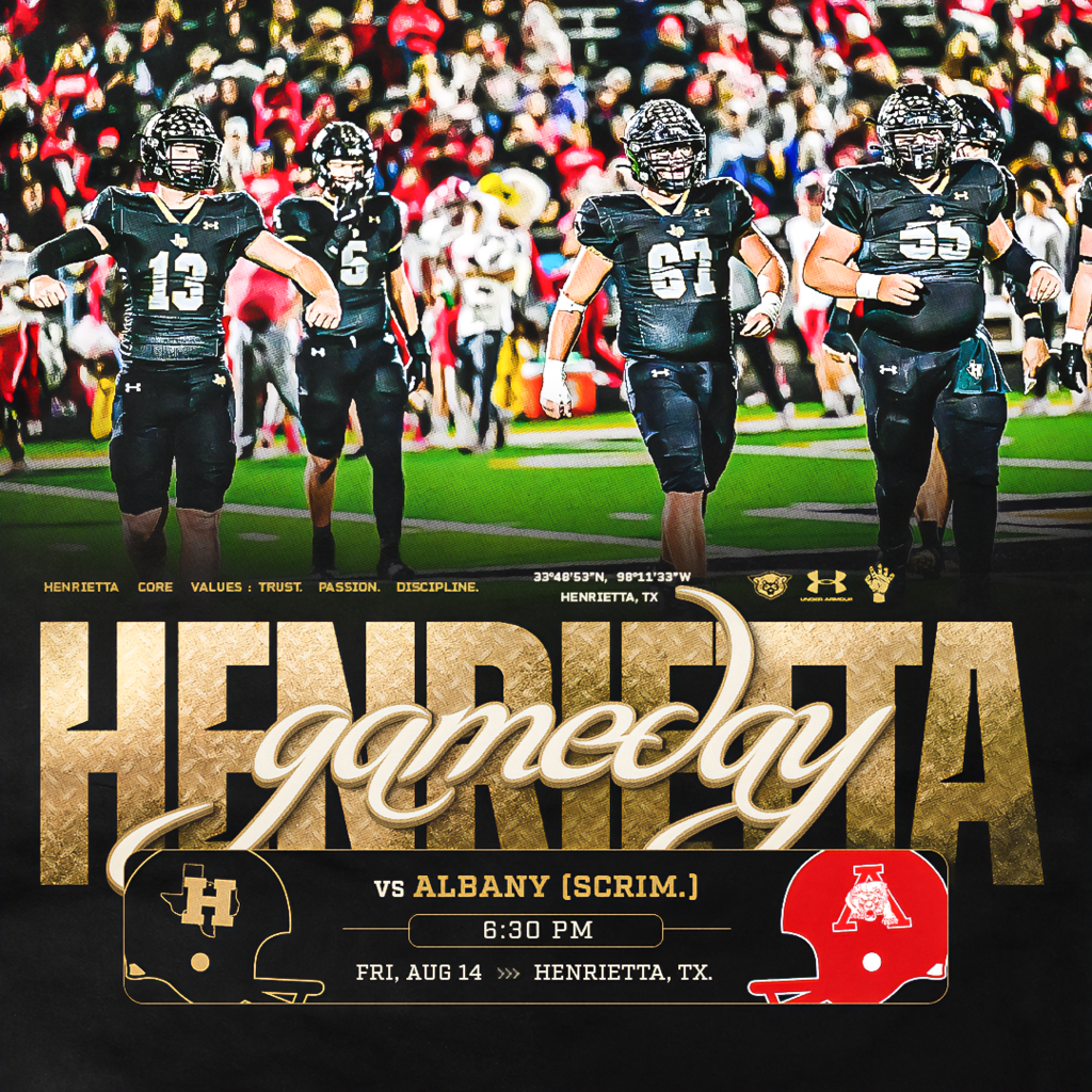 FRIDAY NIGHT UNDER THE LIGHTS. 🏈 The Bearcats get their first live look of the season as Albany comes to H-Town for scrimmage action! Time to compete and see the work start coming together. 🔥 🏈 JV & Varsity | 6:30 PM 📅 Friday, August 14 📍 Henrietta, TX Come out and get your first look at the 2026 Bearcats! #TPD