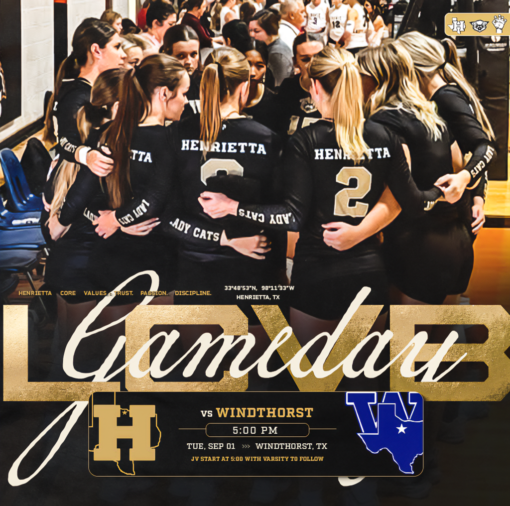 LCVB GAMEDAY. 🐾🏐 On the road. Handle business. 🆚 Windthorst ⏰ JV Gold @ 5:00 PM | Varsity to follow 📍 Windthorst, TX LET’S GO LADYCATS! 🖤💛 #LCVB | #TPD