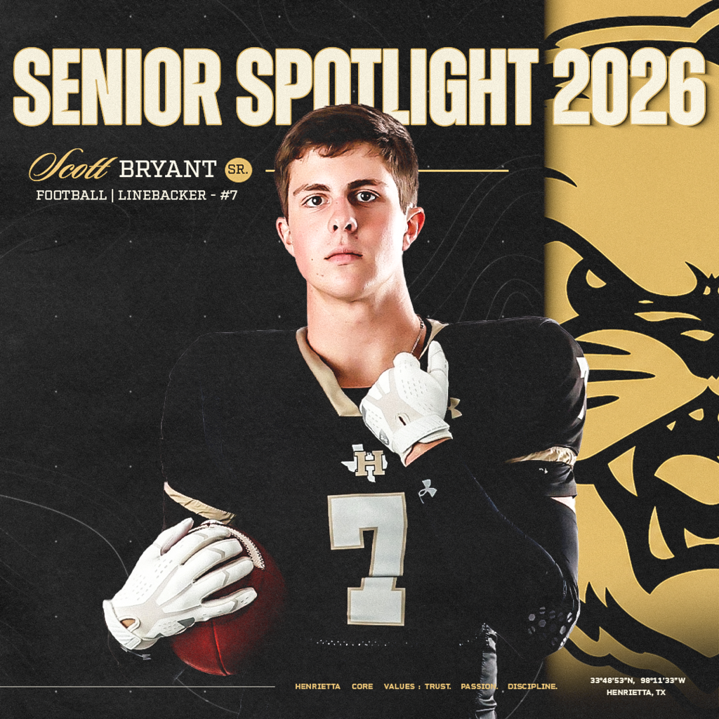 🐾 SENIOR SPOTLIGHT | SCOTT BRYANT  Kicking off our 2026 Senior Spotlight Series with #7, Scott Bryant!  Scott represents what it means to be a Bearcat. Integrity, hard work, leadership, and doing your part for the guys beside you. As he gets ready for one last ride, hear from Scott about the coaches and teammates who have impacted him, what football has taught him, and what Trust. Passion. Discipline. means to him.  To top it off, it’s GAMEDAY. 🏈  One last ride, #7. Make it count.  #TPD | #HenriettaFB