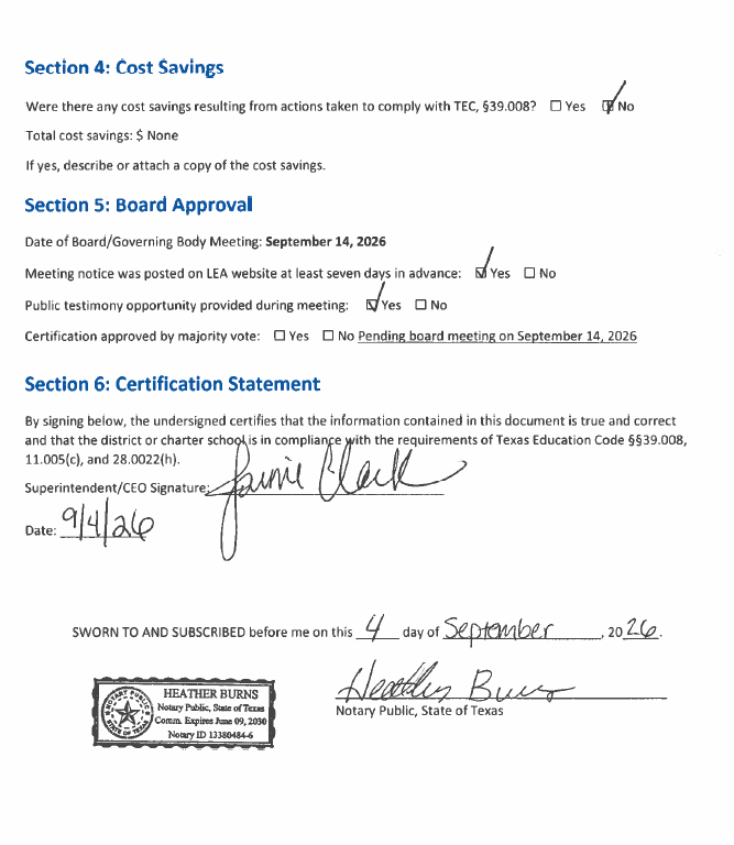 A document page shows sections titled "Cost Savings" and "Board Approval" with checkboxes, signature, and dates.