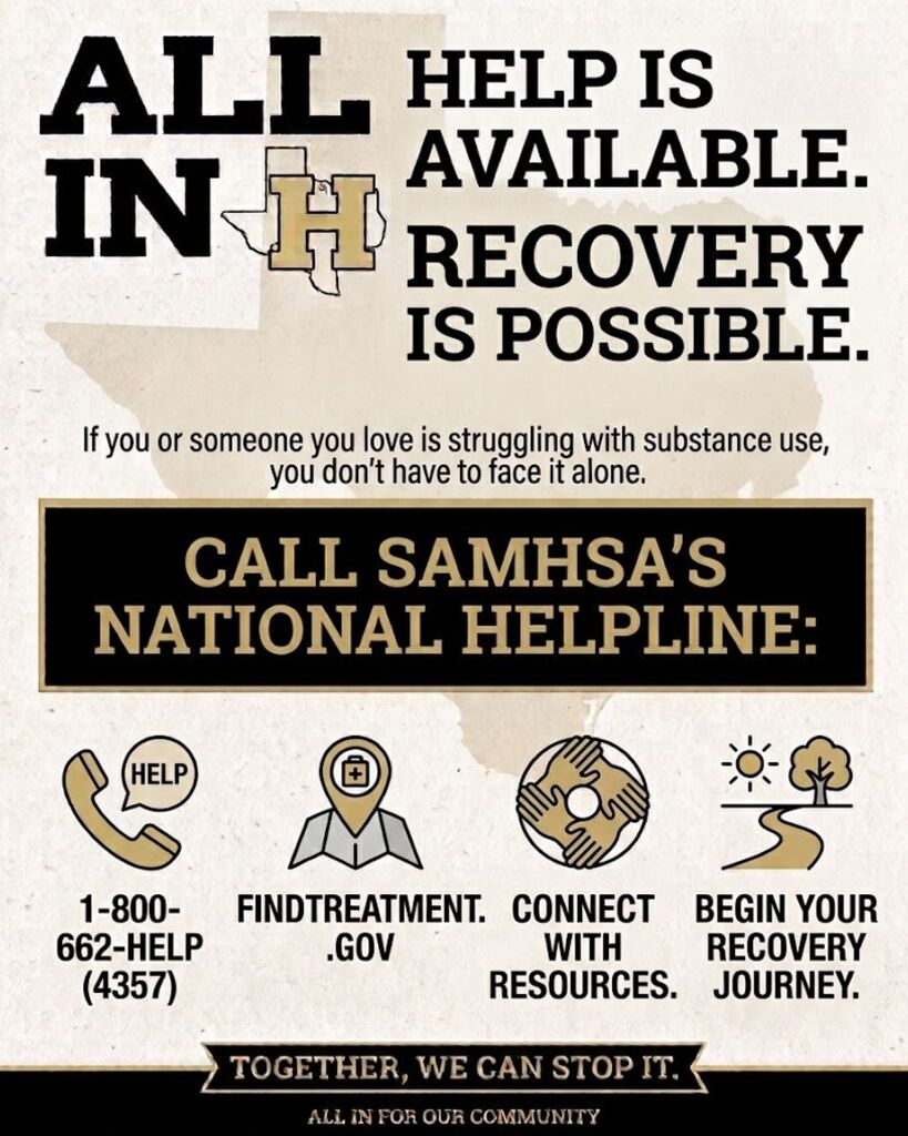 An advertisement for substance use recovery. It contains information about a national helpline, treatment options, and resources.