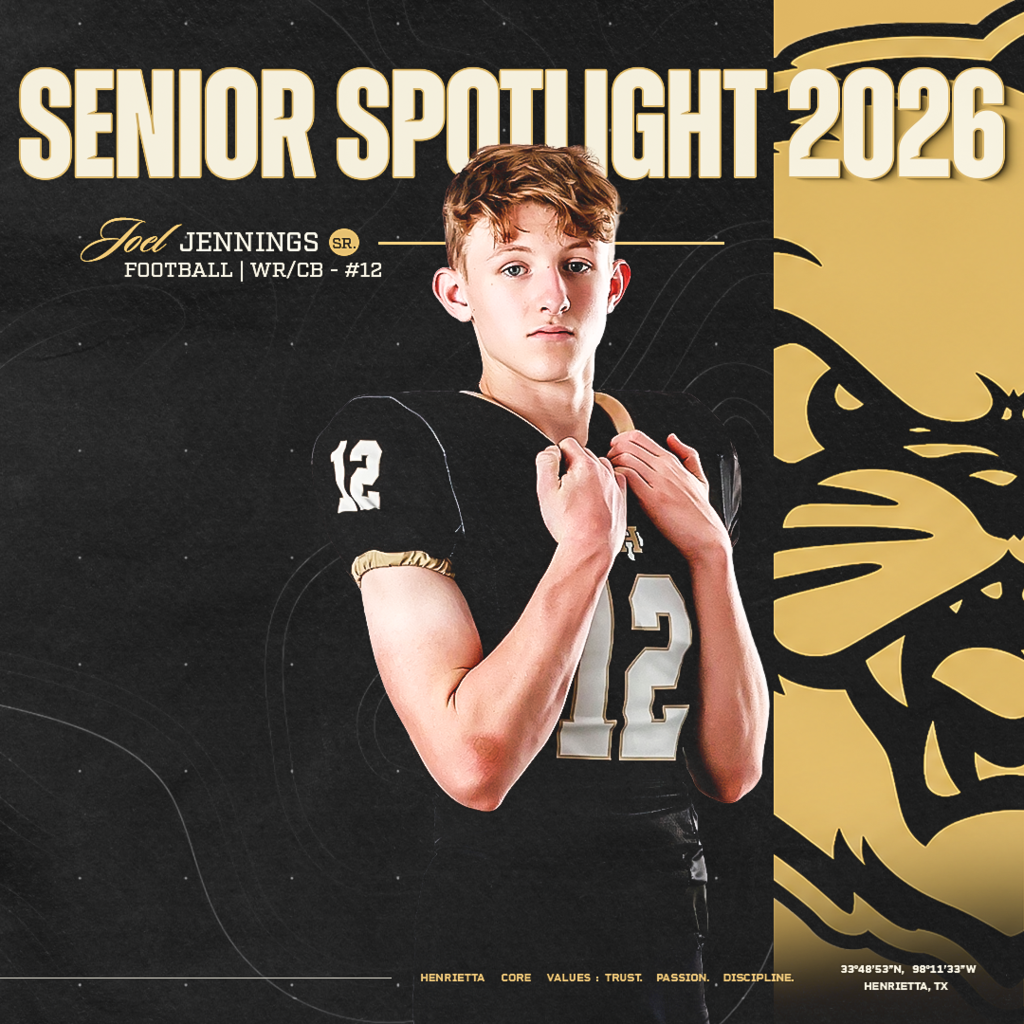 🐾 SENIOR SPOTLIGHT | JOEL JENNINGS Next up in our 2026 Senior Spotlight Series is #12, Joel Jennings! Joel’s message is built around commitment, hard work, and continuing to show up when things get tough. He credits his coaches, teammates, and family for helping shape him along the way. His message to Bearcat Nation says it best: “Keep believing and keep working hard. No matter the role you have, you can make a difference.” Enjoy your senior season, #12! #TPD | #HenriettaFB