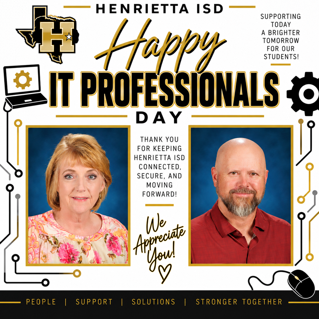 Ad with gold fonts and black outlines displays "Happy IT Professionals Day" and two IT professionals.