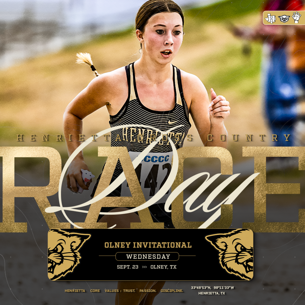 🏃 RACE DAY | HENRIETTA CROSS COUNTRY The Bearcats & Ladycats are back on the course Wednesday as they head to the Olney Invitational! 📅 Wednesday, Sept. 23 📍 Olney, TX Run together. Compete for each other. Finish strong. 🐾 TRUST. PASSION. DISCIPLINE. #TPD | #HenriettaXC