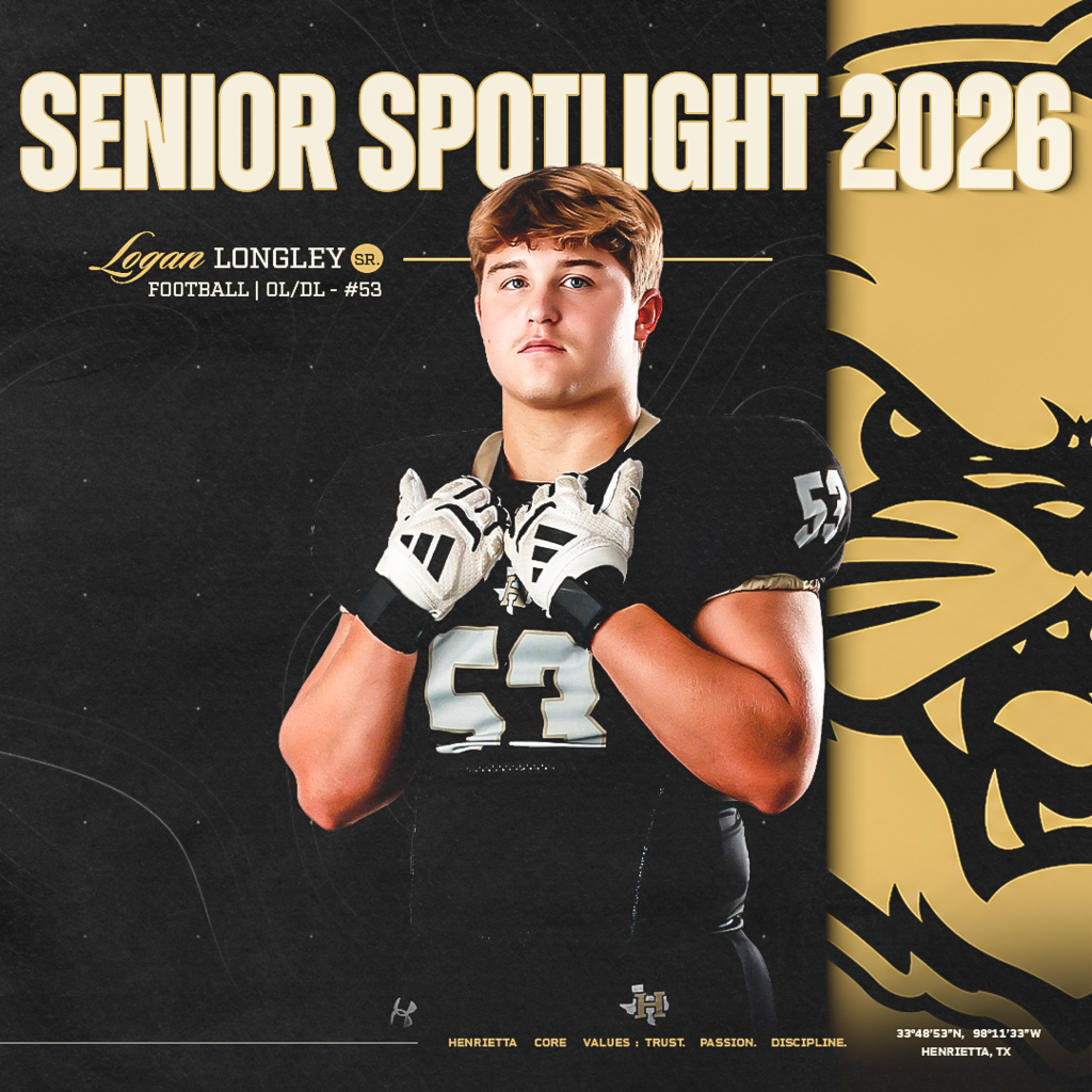 🐾 SENIOR SPOTLIGHT | LOGAN LONGLEY Next up in our 2026 Senior Spotlight Series is #53, Logan Longley! Logan’s answers reflect the importance of faith, teamwork, communication, discipline, and being there for the people around you. He credits his parents, coaches, and teammates for helping shape him both on and off the field. His message to Bearcat & Ladycat Nation is one every senior can relate to: “Time flies by fast, so have fun while it lasts.” Enjoy every moment of your senior season, #53! #TPD | #HenriettaFB