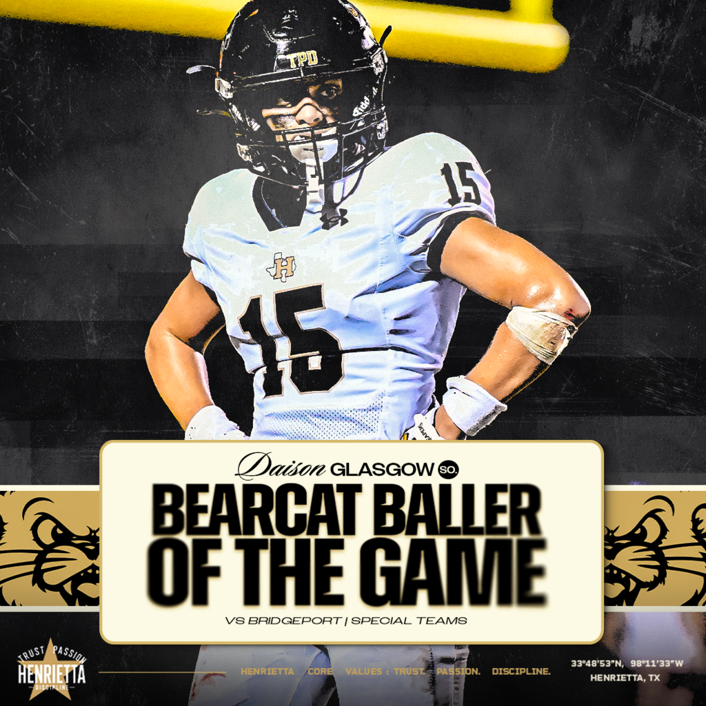 BEARCAT BALLER OF THE GAME | SPECIAL TEAMS Daison Glasgow | Sophomore Daison earns Special Teams Bearcat Baller of the Game honors vs. Bridgeport. Doing his job, playing with effort, and making an impact for the Bearcats in the third phase. Keep working, #15. #TPD | #HenriettaFB
