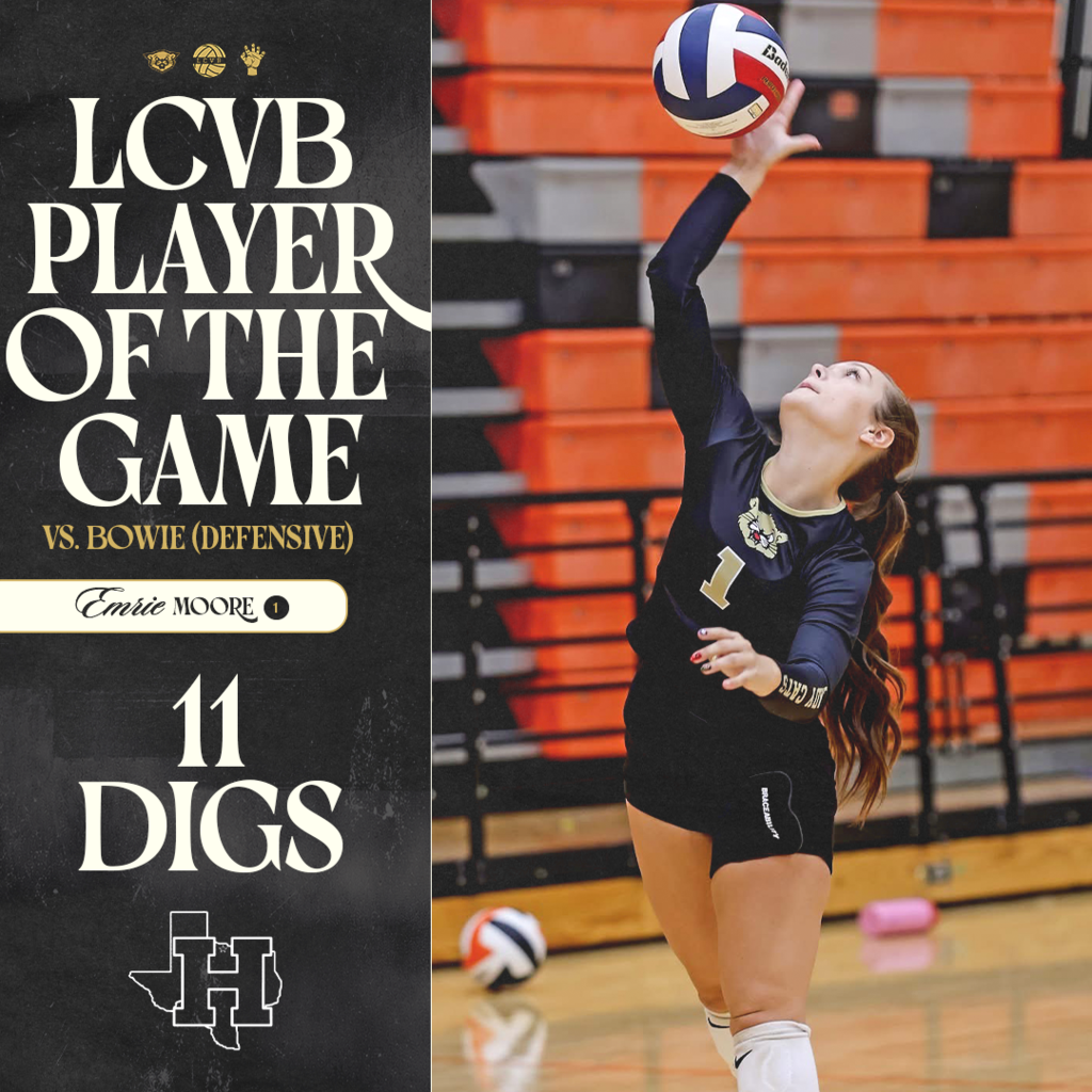 🛡️ Emrie Moore — Defensive Player of the Game 🏐 LCVB DEFENSIVE PLAYER OF THE GAME | vs. BOWIE From Tuesday’s game against Bowie, Emrie Moore #1 earns Defensive Player of the Game honors with 11 digs! Great work keeping plays alive and competing for every point. Way to go, Emrie! 🖤💛 #TPD | #LCVB
