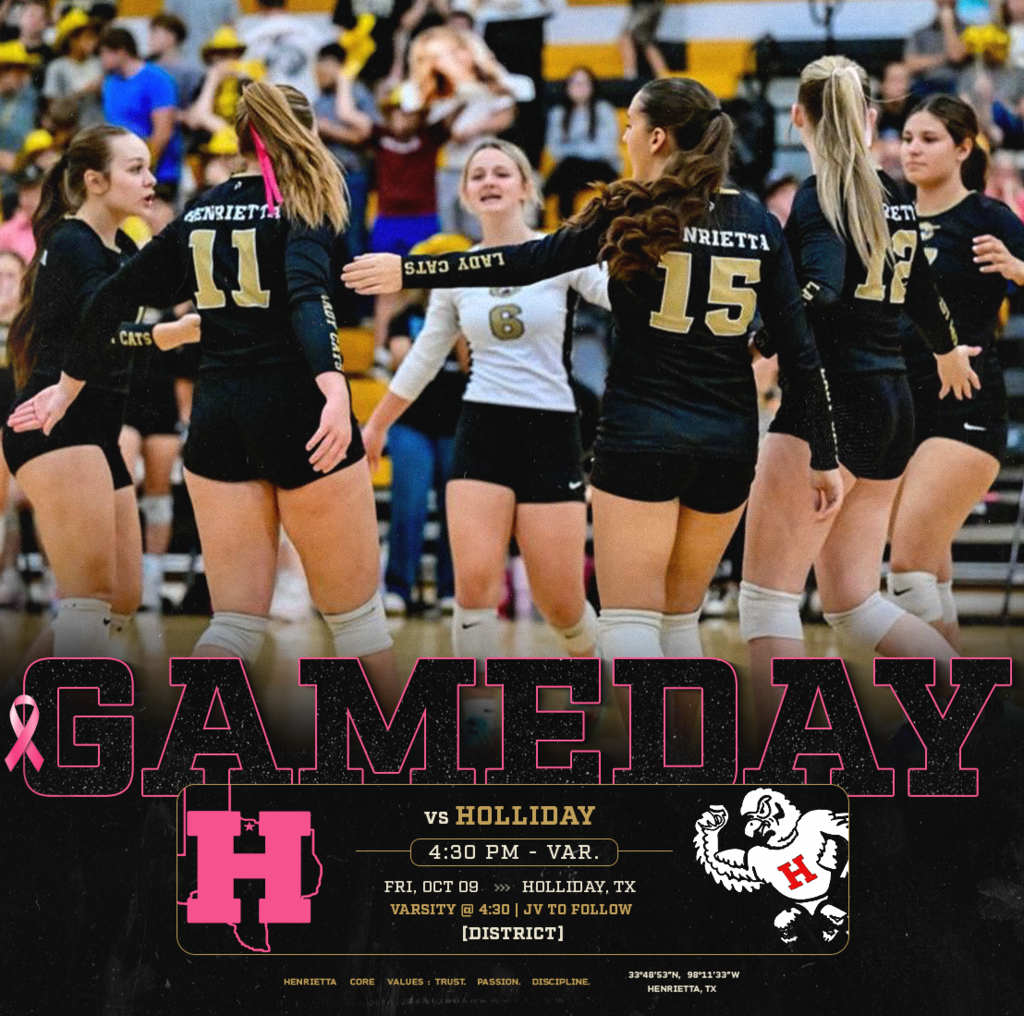 GAME DAY 🏐🩷 (Game Time Correction - FROM PREVIOUS POST) Ladycats are back on the road for another district matchup! LETS GO! Come pack the gym and support our Ladycats as they take on Holliday! - Holliday, TX - Varsity @ 4:30 | JV to follow - vs. Holliday Lady Eagles #TPD