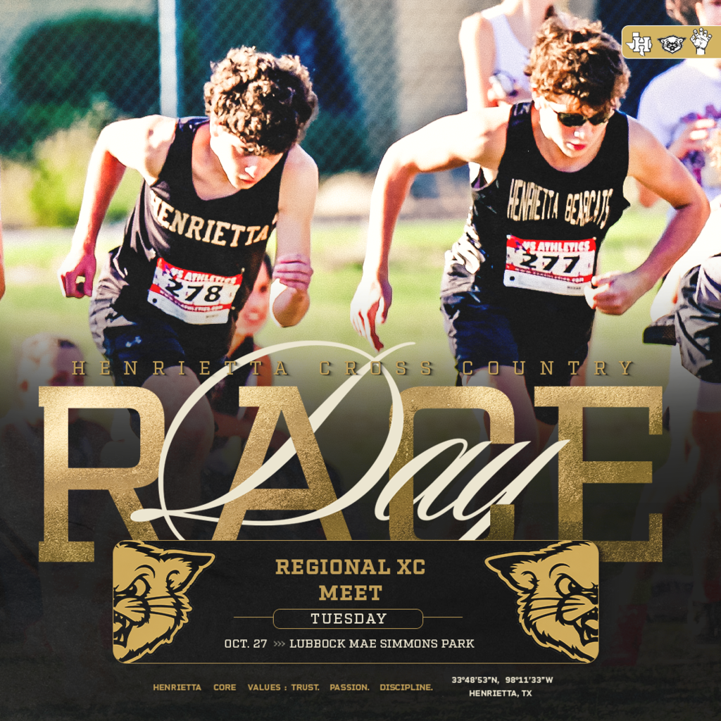 🏃 REGIONAL XC | RACEDAY  It’s time to race! 🔥  Tristan Venegas & Jace Talley represent Henrietta TODAY at the Regional Cross Country Meet in Lubbock!  📍 Mae Simmons Park | Lubbock, TX  Run hard. Represent Henrietta.  #TPD | #HenriettaXC