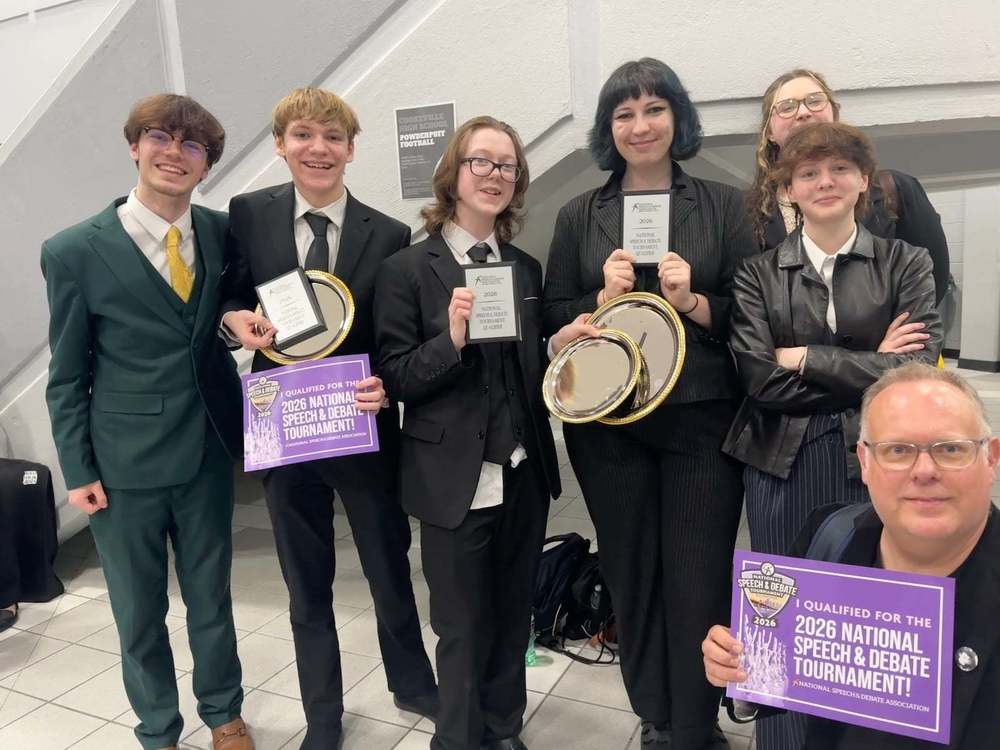 group of students with awards