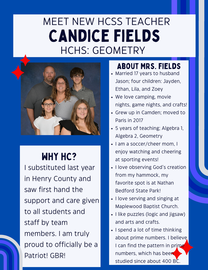 Welcome to HCSS, Mrs. Fields!