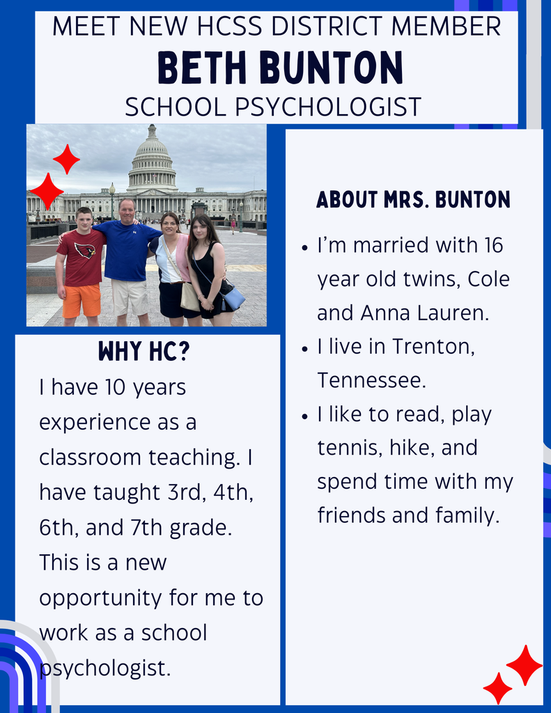 Welcome to HCSS, Mrs. Bunton!
