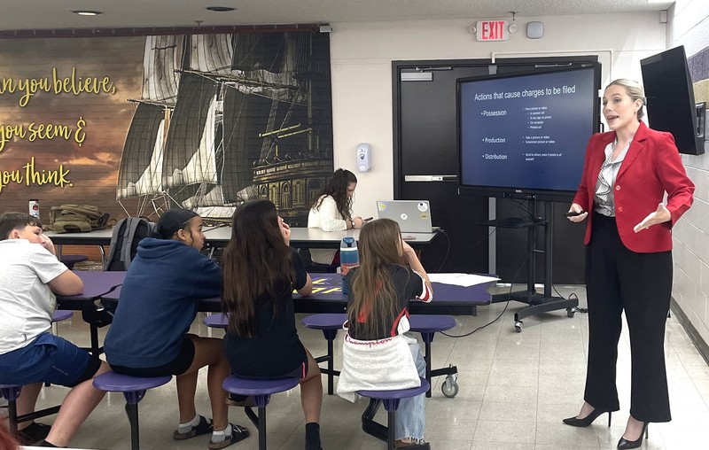 District Attorney speaks to group of students