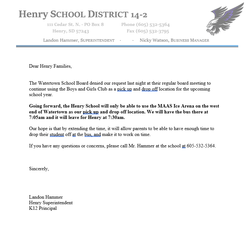 Bussing Update