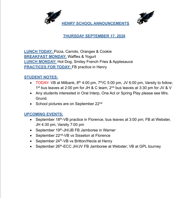 9-17-26 Daily Announcements