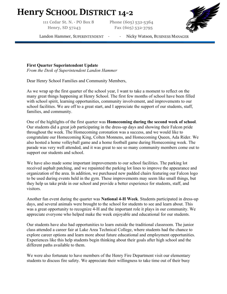 Supt Update