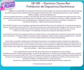 Information on law regarding cell phones in school. 