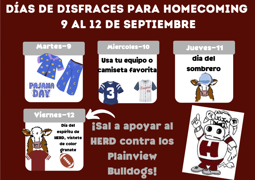 Gráfico de los días de disfraces para la semana HOCO