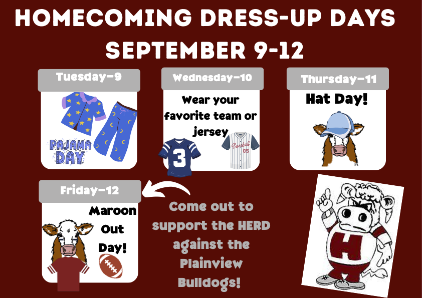 graphic of dress up days for HOCO week
