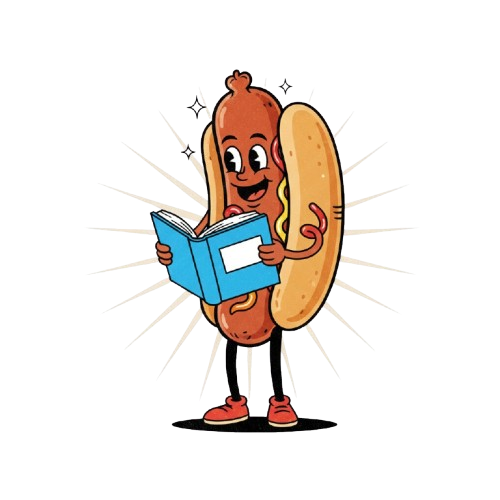 hot dog reading a book
