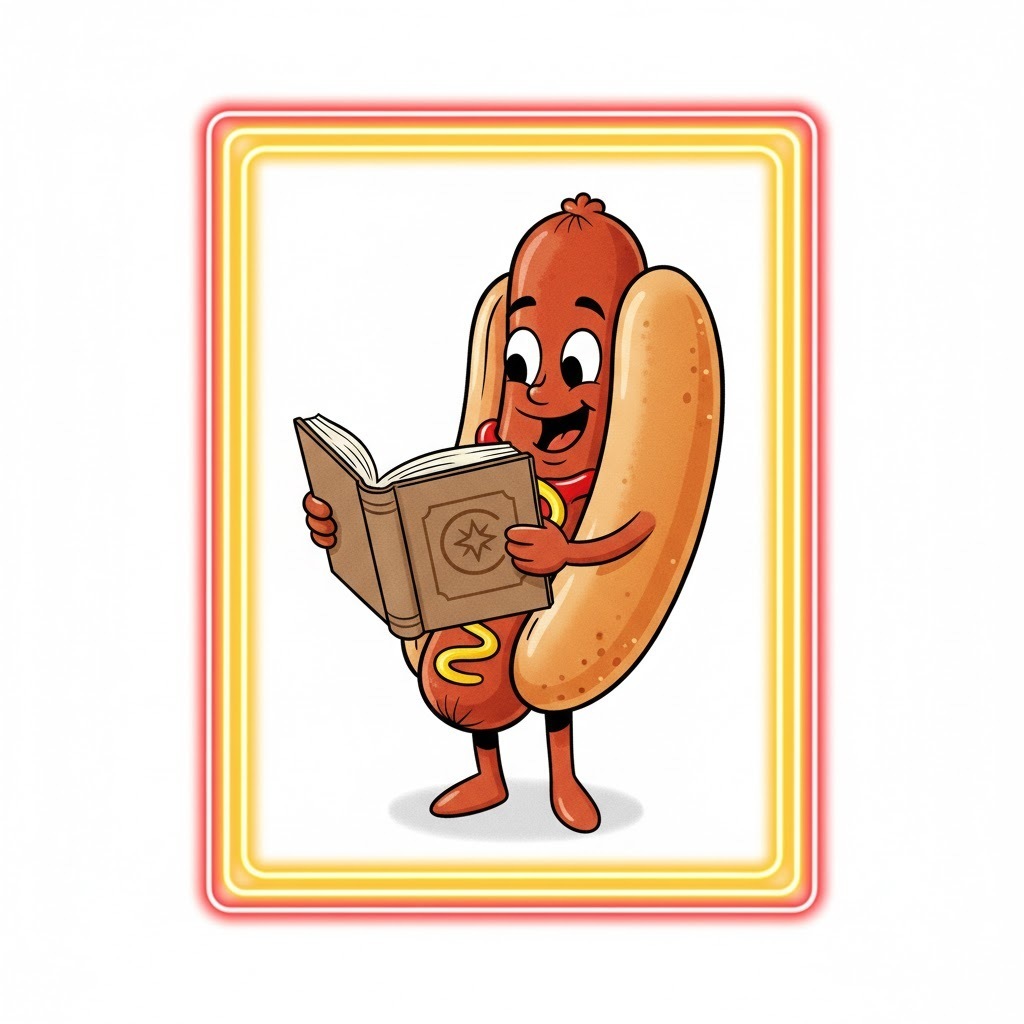 hot dog reading a book