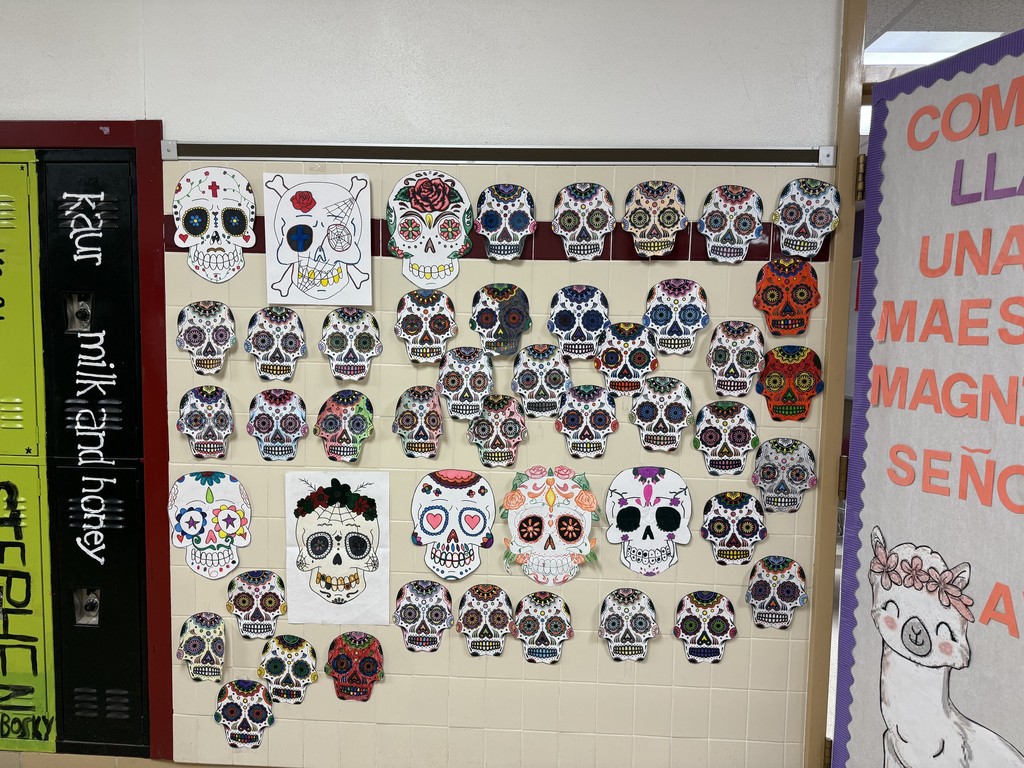 Miss Avila and Mrs. Valdez's students colored Calaveras in honor of Día de los Muertos.