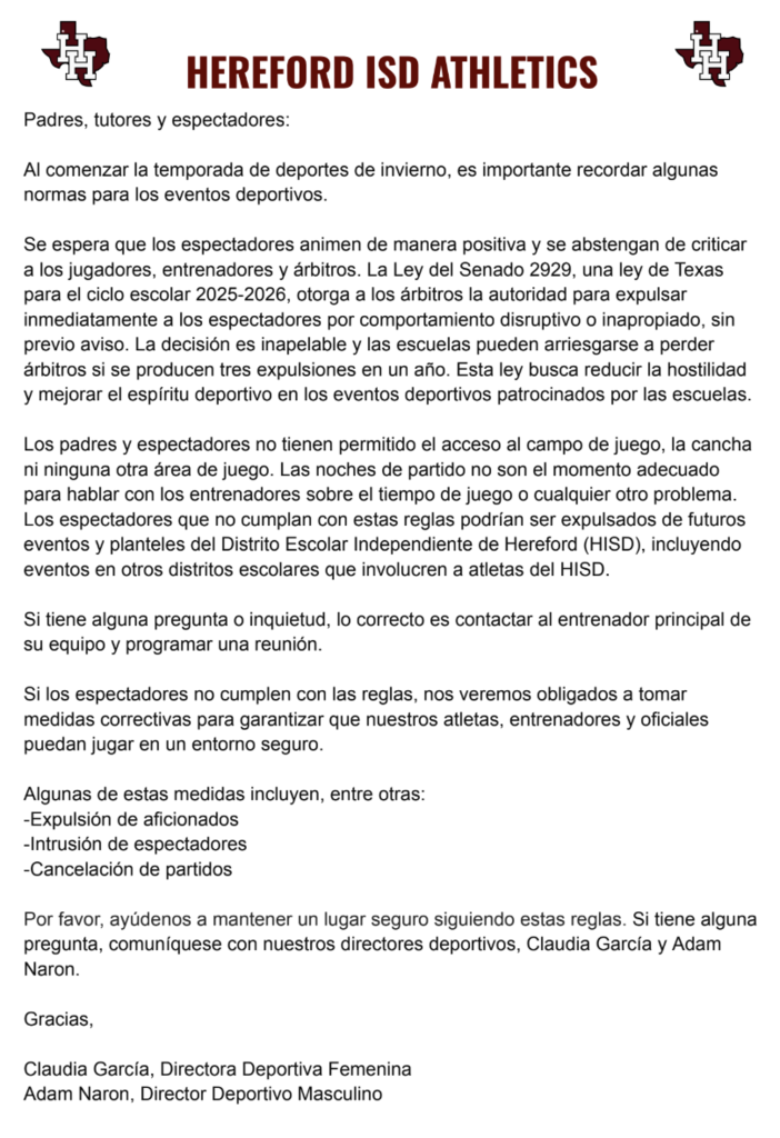 AthleticsStatementSpanish