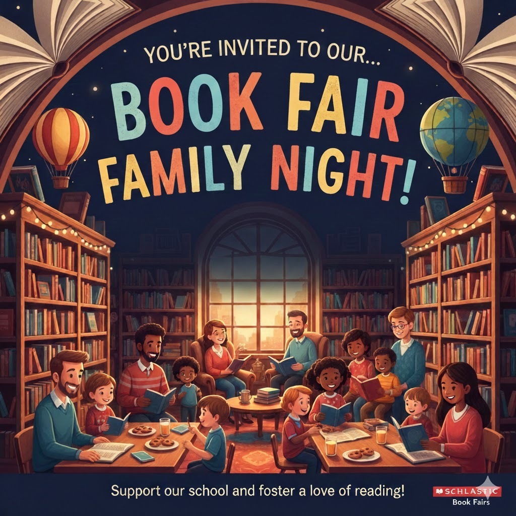 book fair family night graphic
