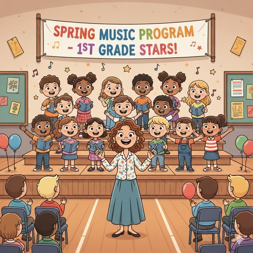 1st grade music program graphic