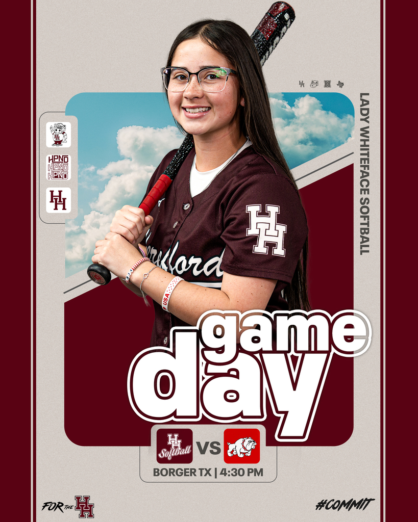 A young woman in glasses and a maroon shirt smiles, holding a bat, with text "game day" and logo.