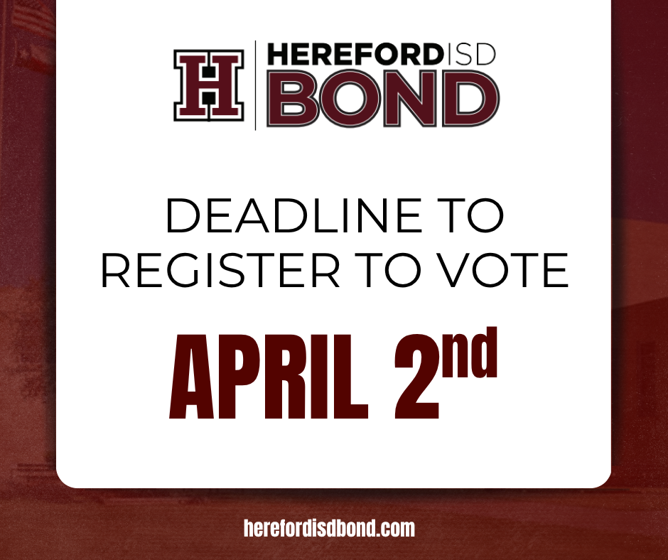 A white rectangular banner with maroon text displays a registration deadline for voting on April 2nd.