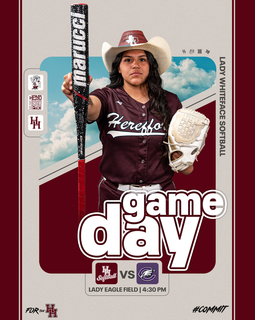 An athlete in a maroon jersey holds a bat, with text "game day" and "vs" below, against a sky background.