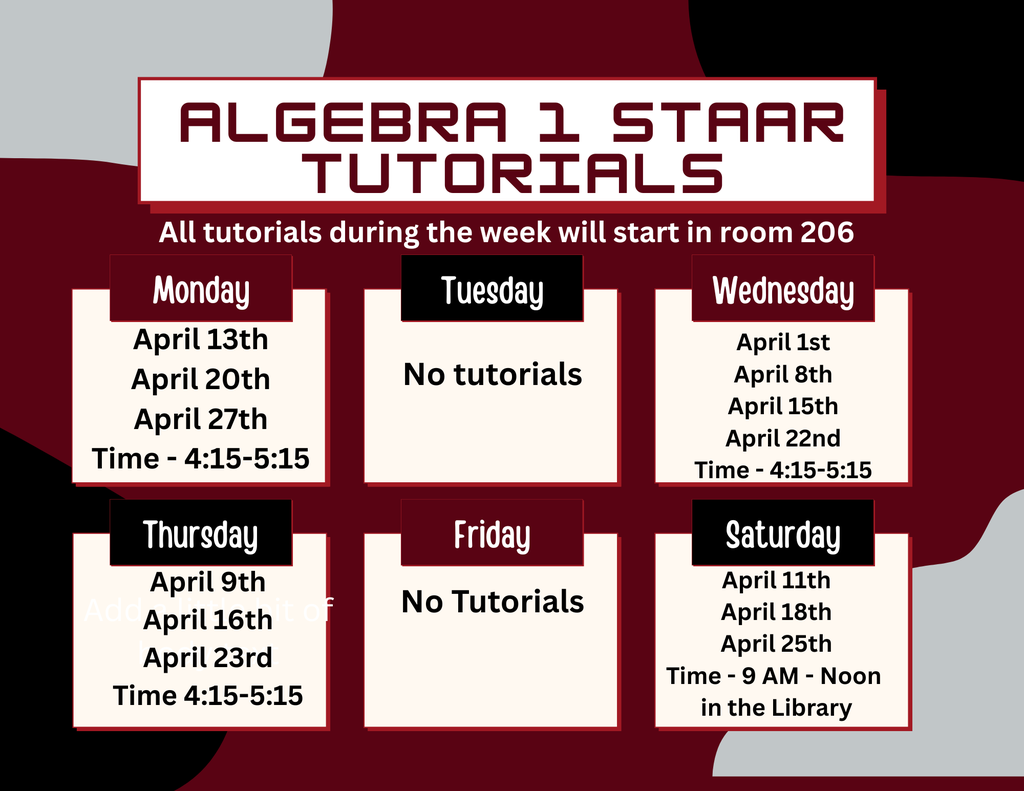 EOC Tutorial Schedule