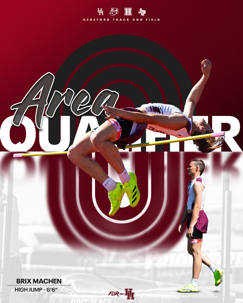 Poster with a jumper clearing a bar and a judge behind him. Words "Area Quarter" are displayed prominently.