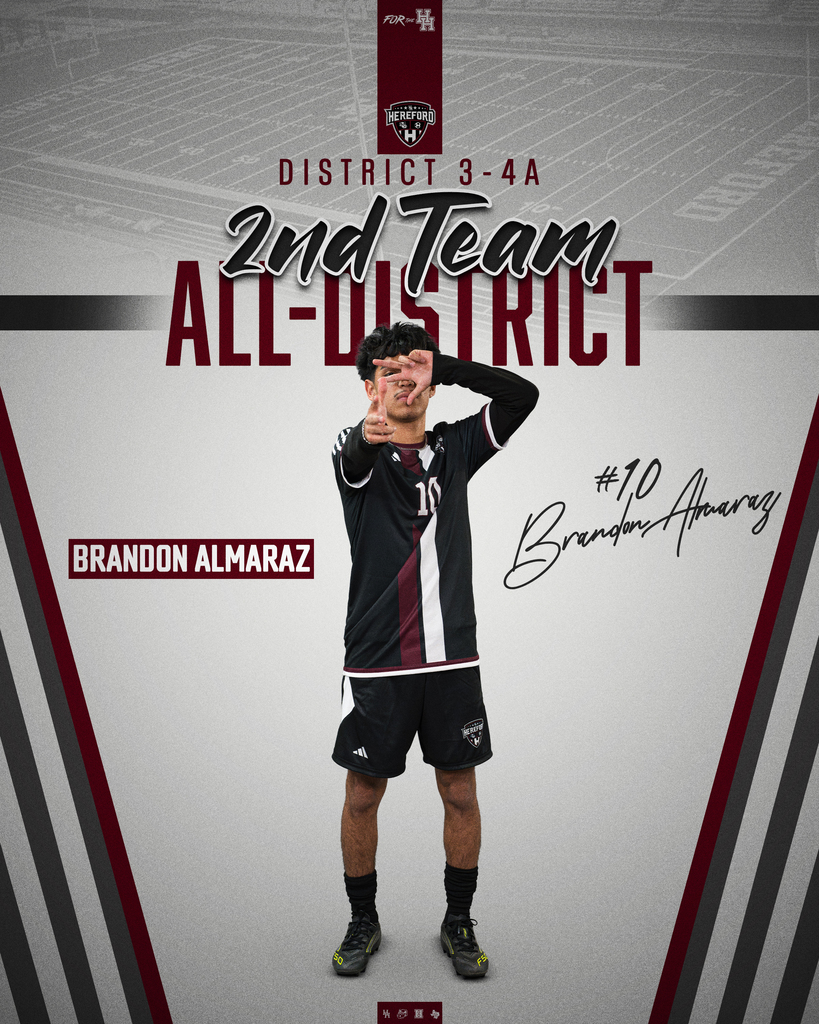 An athlete stands with hands on head, wearing a jersey numbered 10. "2nd Team All-District" is written above.