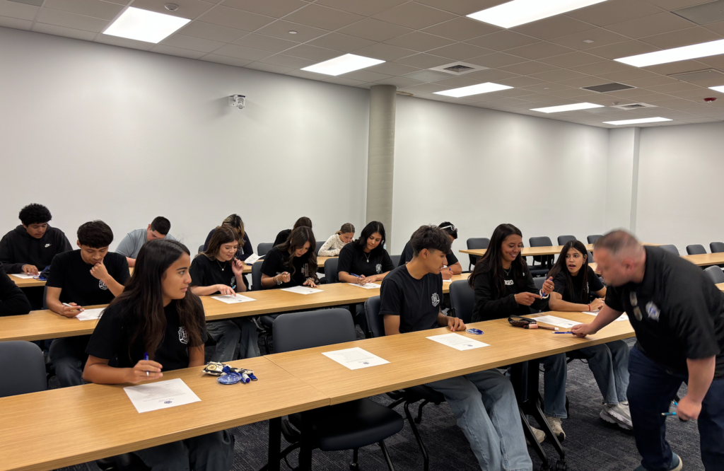 Students learning in a classroom