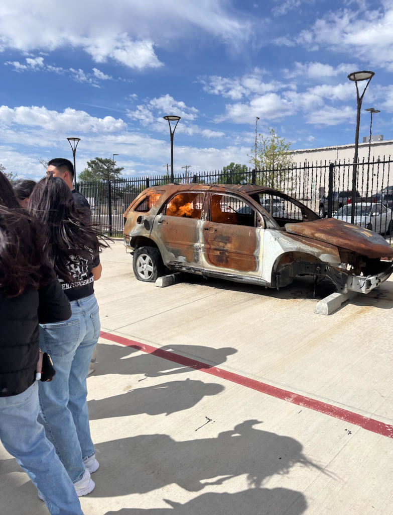 A burned out car used for training exercises