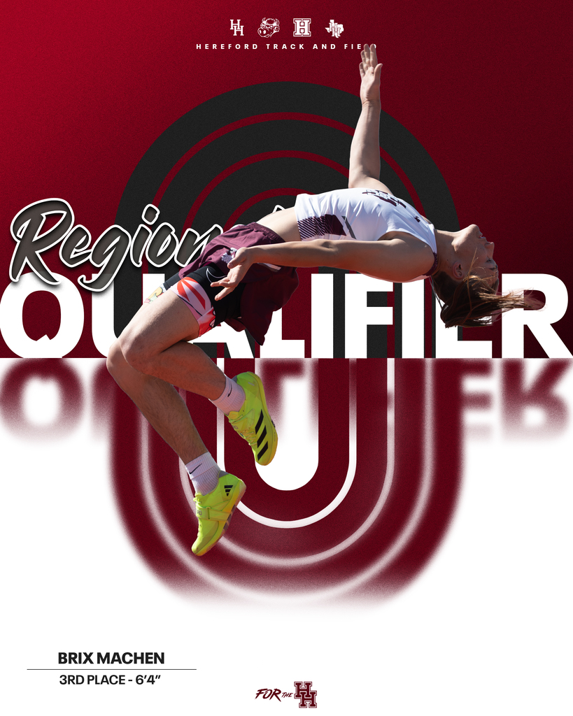 Brix Machen in mid-air with arms up, jumping over a hurdle on a track. "REGION QUALIFIER OUT OF" and "BRIX MACHEN" text.