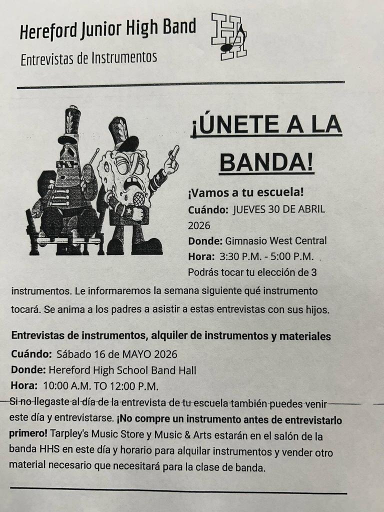 5th Grade HJH Band Tryouts