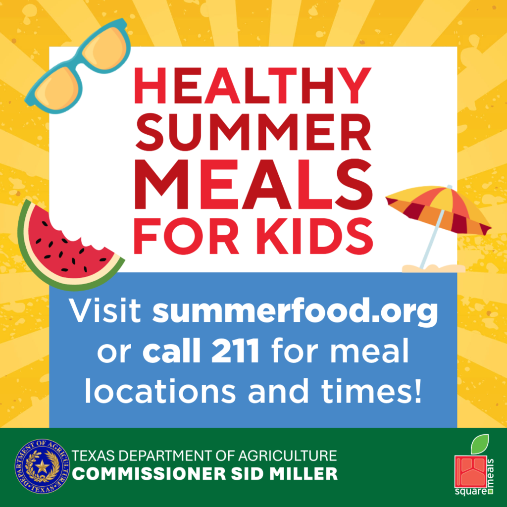An advertisement shows a slice of watermelon, glasses, and an umbrella. Text reads "Healthy Summer Meals for Kids." Contact information is below.