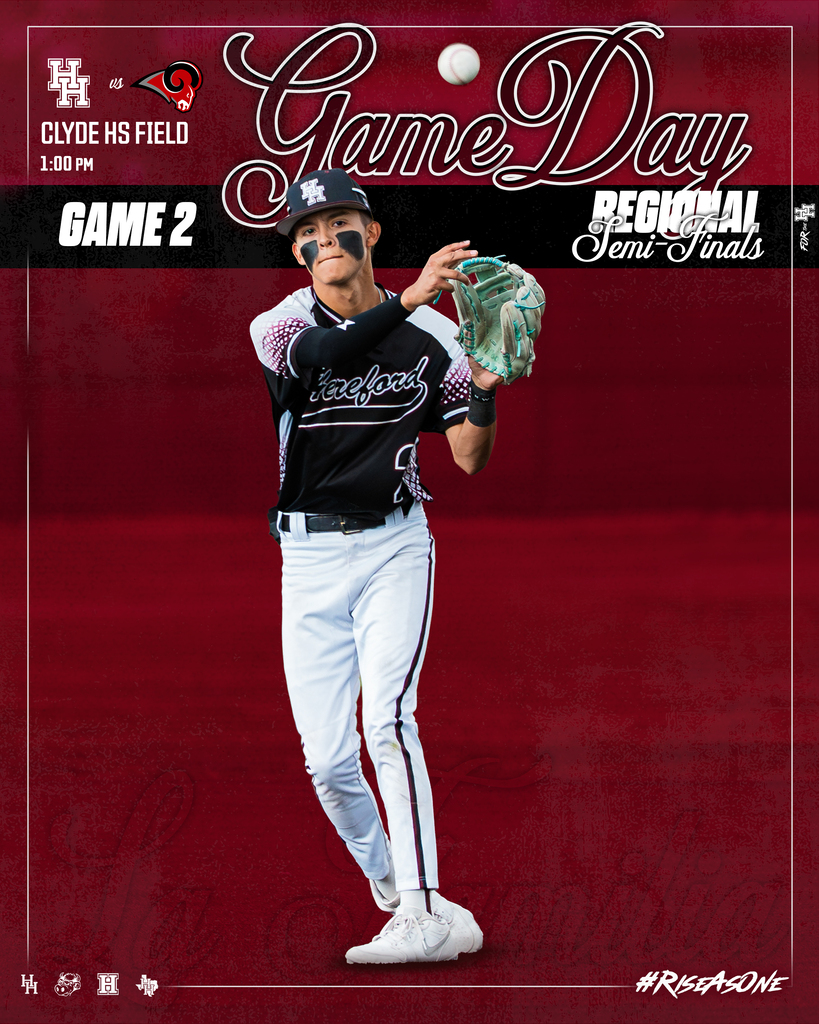 A baseball player in a black and white uniform, catching a ball with a mitt. Text reads "Game Day" and "Game 2" on a red background.